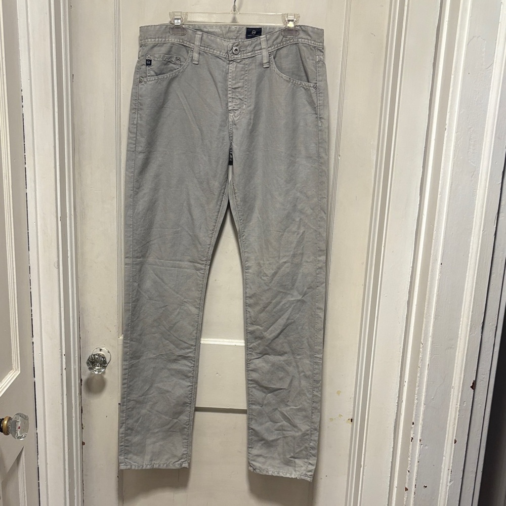 AG Adriano Goldschmied Gray Tailored Leg Linen Blend Men's Pants 32